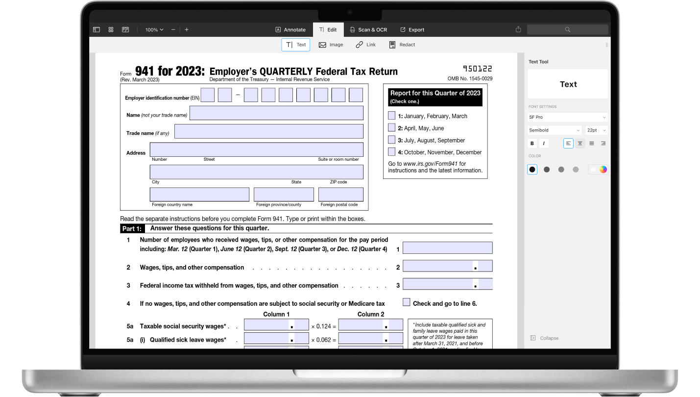 2023 941 Fillable Form Printable Forms Free Online