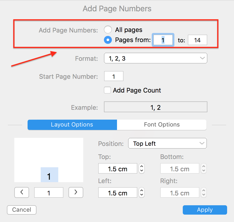 page numbering in openoffice mac