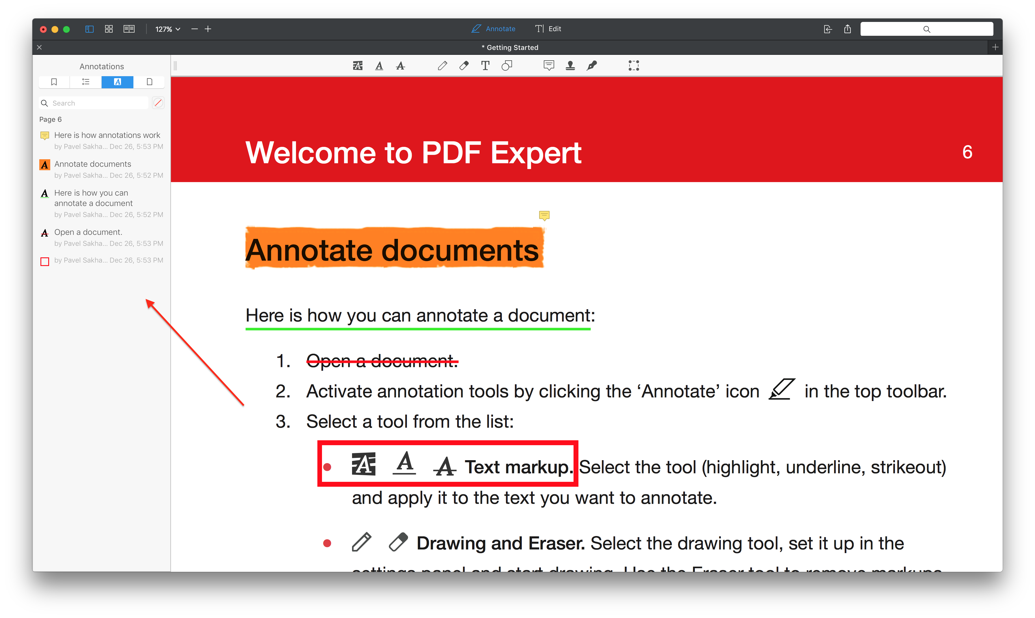 pdf annotate surface