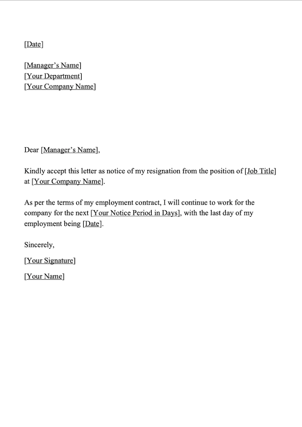 Free downloadable templates for personal resignation