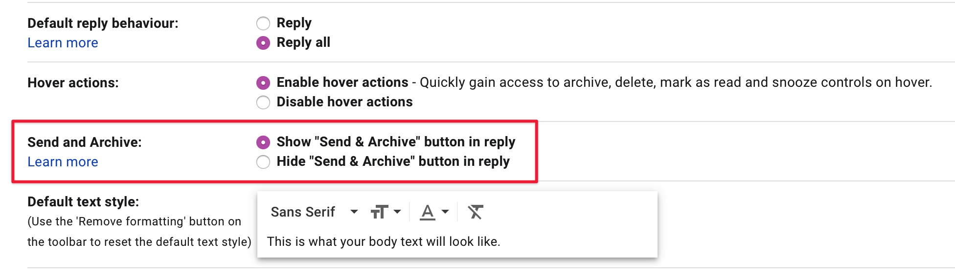 Envoyer l'archive dans Gmail capture d'écran