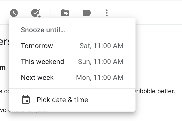 Come snooze le email in Gmail screenshot