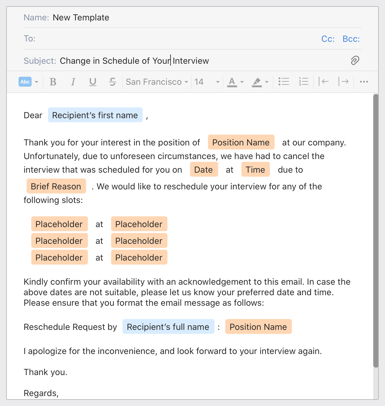 Spark email templates screenshot